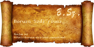 Boruzs Szíriusz névjegykártya